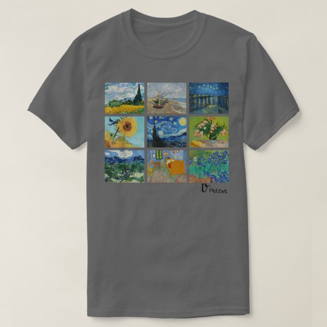 Berühmte Van Gogh Gemälde Sonnenblumen Starry Nigh T-Shirt (Design vorne)
