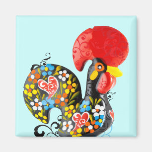 Berühmter Hahn von Barcelos Nr 06 - Blumenausgabe Magnet