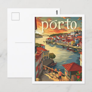 Berühmter Reisebestimmungsort Porto Portugal Vinta Postkarte