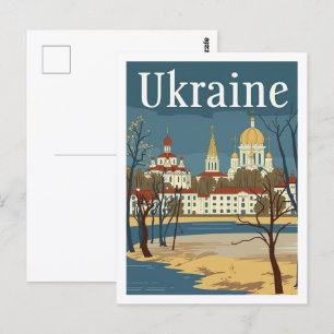 Berühmter Reiseort der Ukraine im Vintage-Stil Postkarte