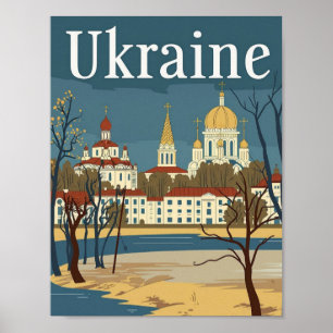 Berühmter Reiseort der Ukraine Vintage Poster