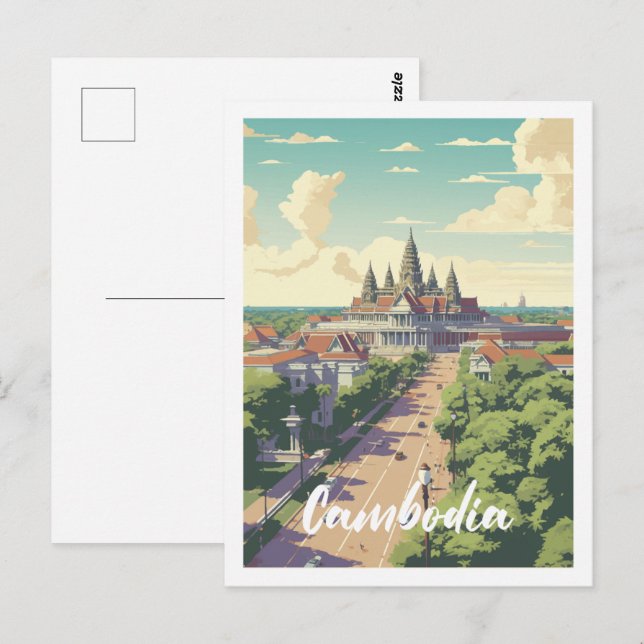 Berühmter Reiseort Kambodscha Postkarte (Vorne/Hinten)