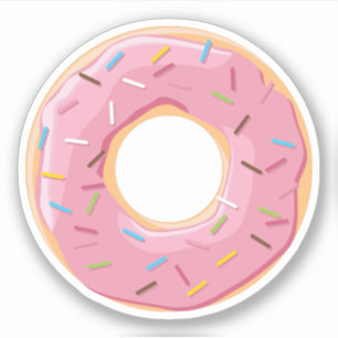Berühmter rosa Donut mit Zuckerstreuseln Aufkleber