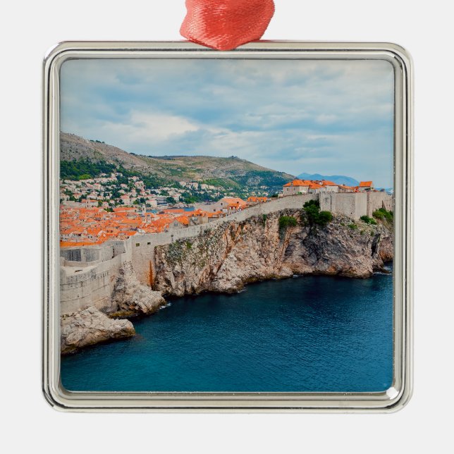 Berühmtes Dubrovnik Altstadt Dächer & Mauern - Kro Ornament Aus Metall (Vorne)