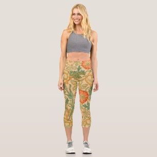 Berühmtes Muster Pink and Rose von William Morris Capri Leggings