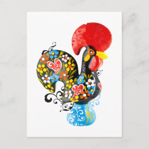 Berühmtes Rooster von Barcelos Nr. 06 - Floral edi Postkarte