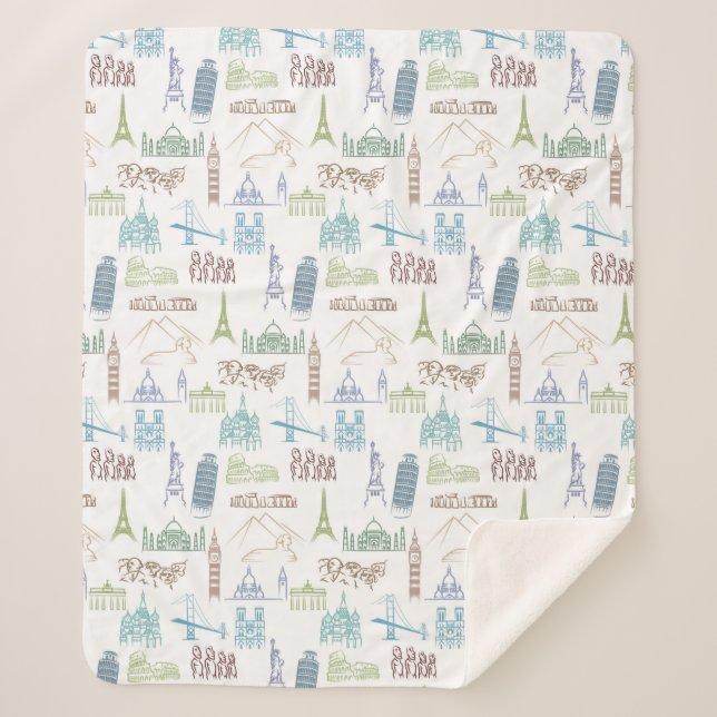 Berühmtes Sehenswürdigkeit-Muster Sherpadecke (Vorderseite)