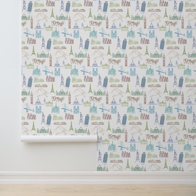 Berühmtes Sehenswürdigkeiten-Muster Tapete (Anwendung)