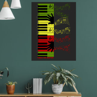 Berühre den Rhythmus – Farbige Klaviertasten Musik Poster