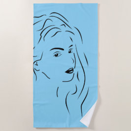 Berührende Schwarze Linie Stilisierte Frauen Visue Strandtuch