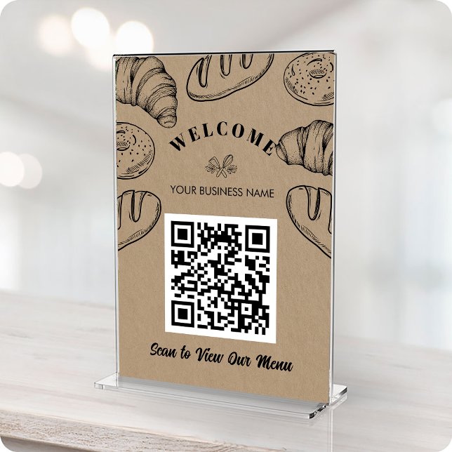 berührungslose QR Code ScanToOreder Menü-Bäckerei- Tischnummer (Contactless QR Code ScanToOreder Menu Bakery Card)