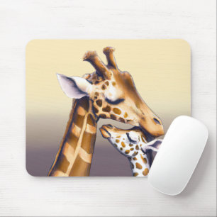 Berührungsmoment zwischen Mutter Giraffe und Kalb Mousepad