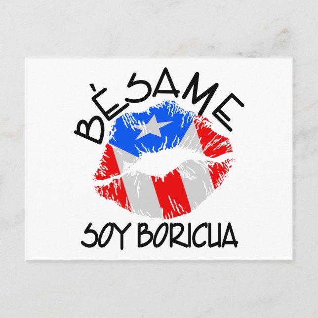 Besame Soy Boricua Kiss Me Ich bin Puerto-Amerikan Postkarte (Vorderseite)