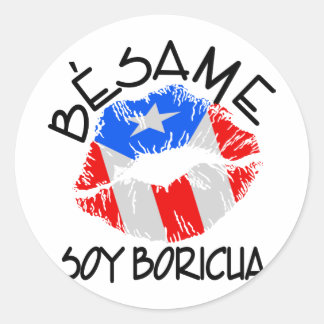Besame Soy Boricua Kiss Me Ich bin Puerto-Amerikan Runder Aufkleber