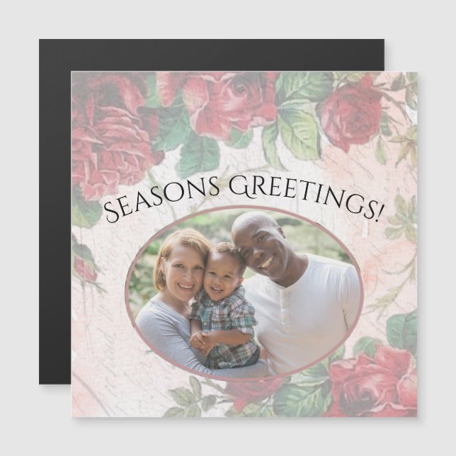 Beschädigte verblichene Rote Rosen, die auf dem Pa Magnetkarte (Vorne/Hinten)