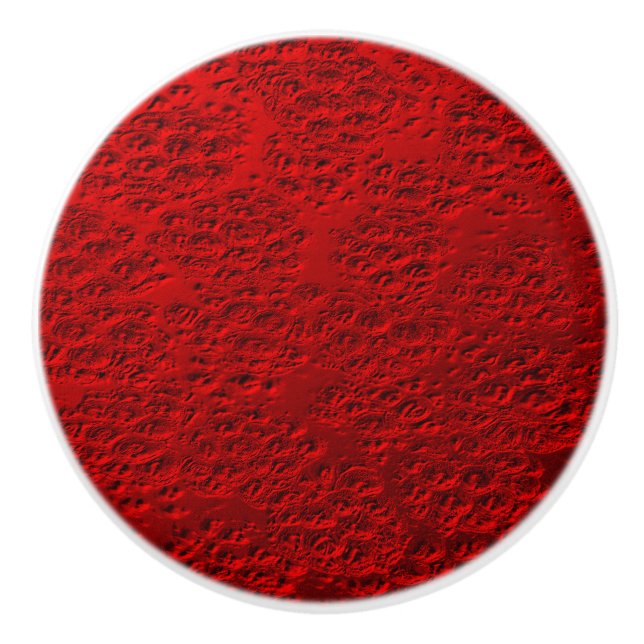 Beschädigtes rotes Metall Keramikknauf (Vorderseite)