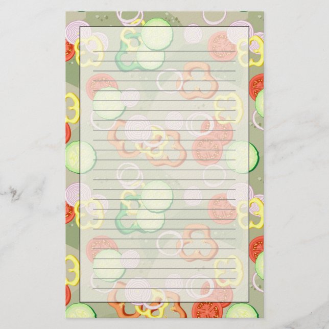 Beschaffenheit mit Scheiben des Gemüses Briefpapier (Vorderseite)