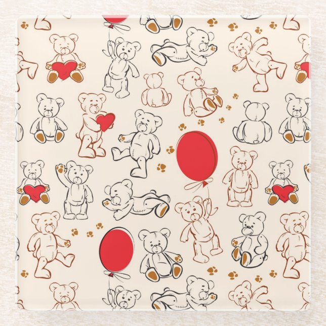 Beschaffenheit mit Teddybären Glasuntersetzer (Vorderseite)