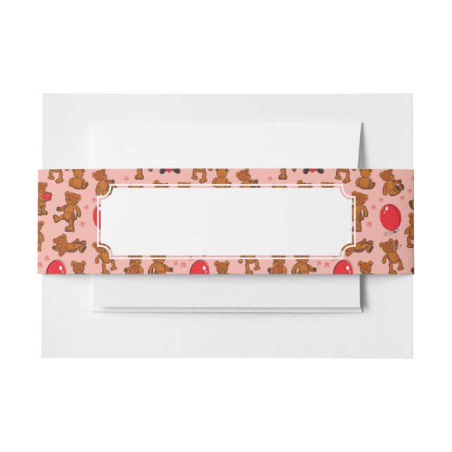 Beschaffenheit mit Teddybären, Herzen Einladungsbanderole (Vorderseite Beispiel)