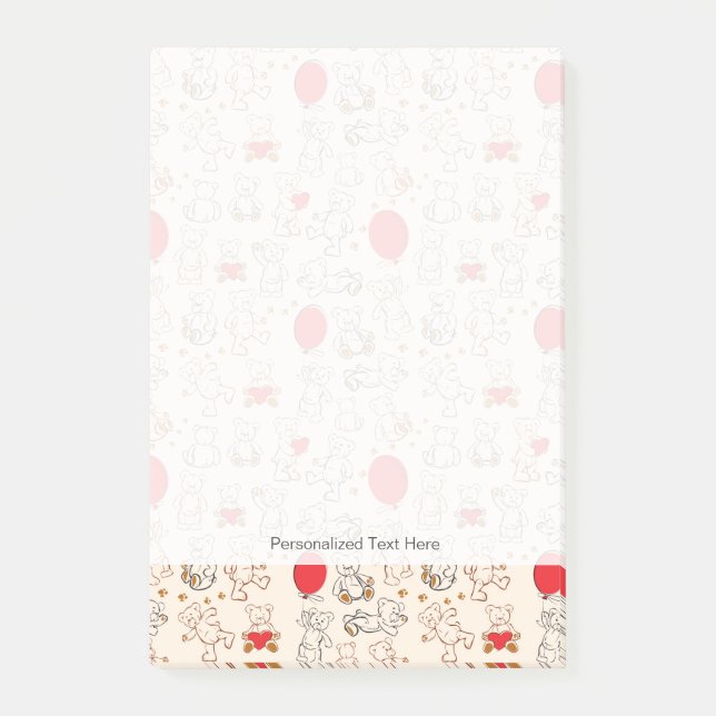 Beschaffenheit mit Teddybären Post-it Klebezettel (Vorderseite)