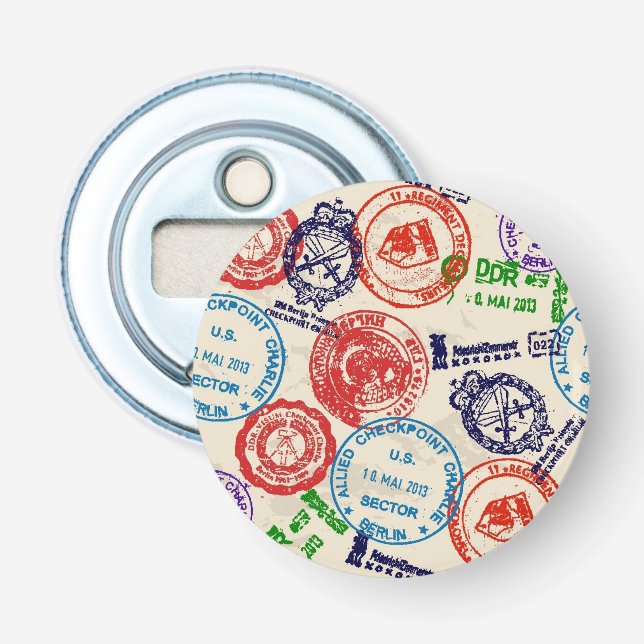 Beschaffenheit mit wirklichen Stempeln Flaschenöffner (Vorderseite)