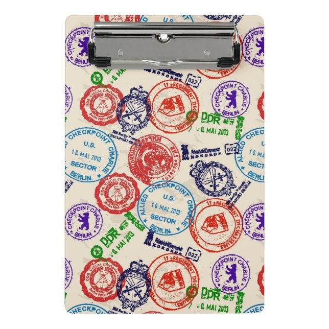 Beschaffenheit mit wirklichen Stempeln Mini Klemmbrett (Vorderseite)