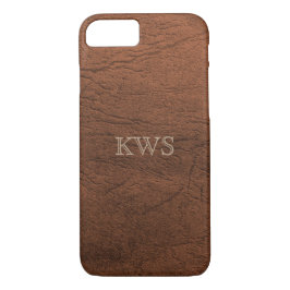 Beschaffenheits-Monogramm iPhone Browns ledernes iPhone 8/7 Hülle