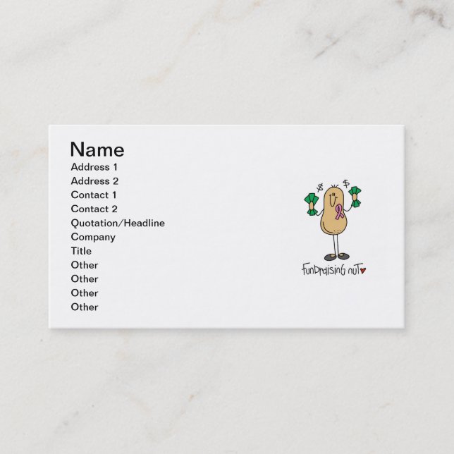 Beschaffennuss-T - Shirts und Geschenke Visitenkarte (Vorderseite)