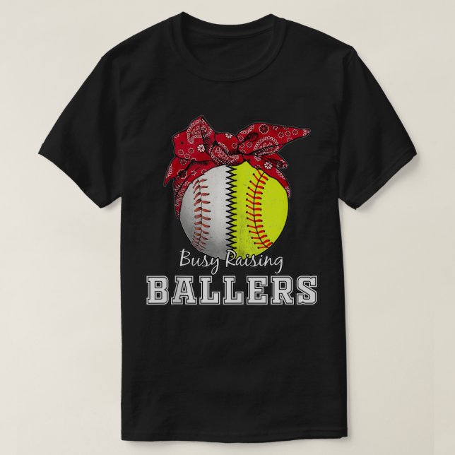 beschäftigt Baller Softball Baseball Baseball T-Shirt (Design vorne)