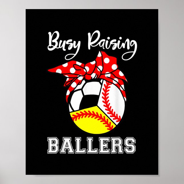 beschäftigt Ballers Raising Funny Baseball Softbal Poster (Vorne)