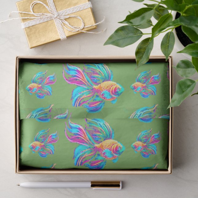beschäftigt Fish Green Seidenpapier (Geschenk)