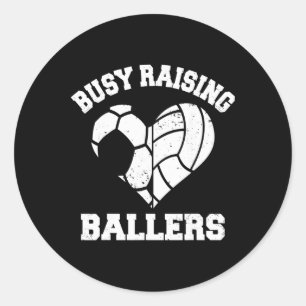 Beschäftigt mit der Erziehung von Ballspielern Fuß Runder Aufkleber