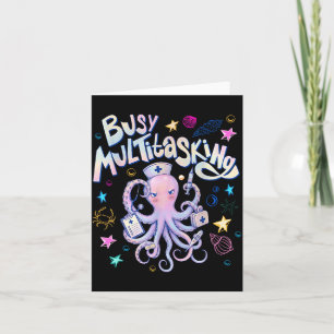 Beschäftigter multitasking-Oktopus pflegt den Stra Karte