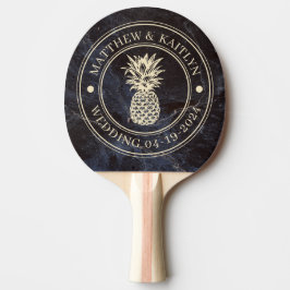 Bescheidener dunkler Stein Ananas Hochzeitswappen  Tischtennis Schläger