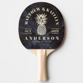 Bescheidener Dunkler Stein Tropischer Ananas Hochz Tischtennis Schläger