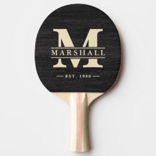 Bescheidenes Dunkles Holz Monogramm & Namensüberla Tischtennis Schläger