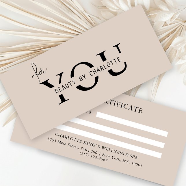 BESCHEINIGUNG FÜR UNTERNEHMEN (Personalized, BUSINESS GIFT CERTIFICATE! Beige-Brown & White, modern, minimal with a luxury touch.
)