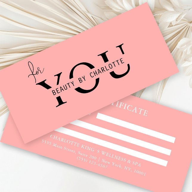 BESCHEINIGUNG FÜR UNTERNEHMEN (Personalized, BUSINESS GIFT CERTIFICATE! Pink & White, modern, minimal with a luxury touch.
)