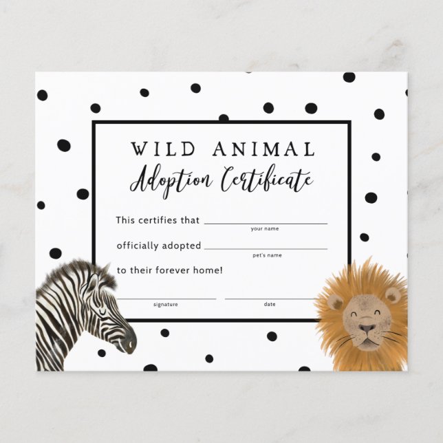 Bescheinigung über die Adoption von Boy Safari Geb (Vorderseite)