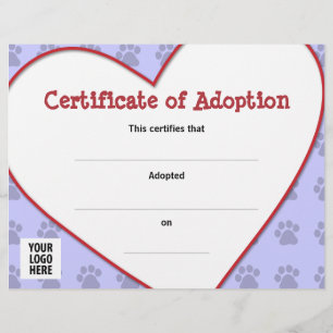 Bescheinigung über die Adoption von Heimtieren