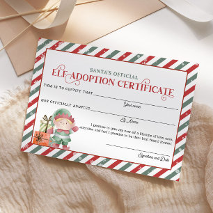 Bescheinigung über die Adoption von Weihnachtself
