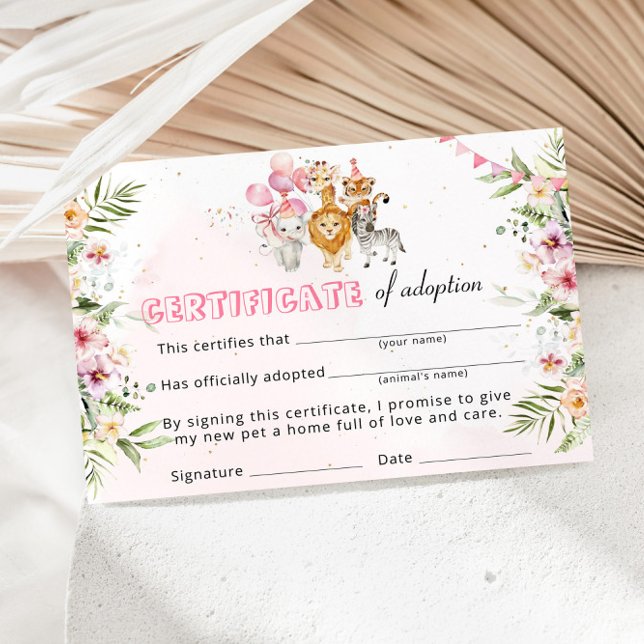 Bescheinigung über die Adoption wild lebender Tier Einladung (Von Creator hochgeladen)