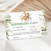 Bescheinigung über die Adoption wild lebender Tier