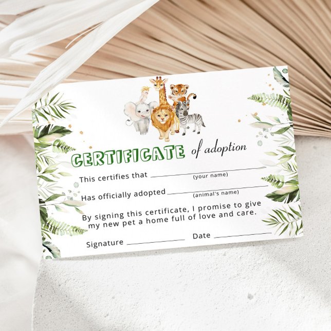 Bescheinigung über die Adoption wild lebender Tier Einladung (Von Creator hochgeladen)