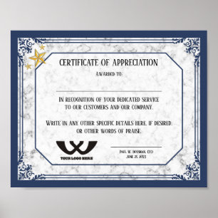 Bescheinigung über die Anerkennung der Mitarbeiter Poster