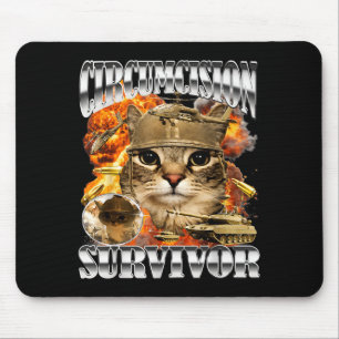 Beschneidungsüberlebender Katzen-Meme-Bootleg-Lust Mousepad