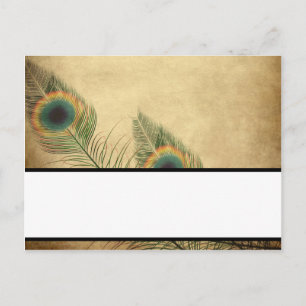 Beschreibbare Platzkarte Pfau Vintage Pfau Grün Postkarte