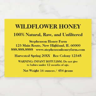 Beschreibender Honey Jar (Version 7) Lebensmitteletikett