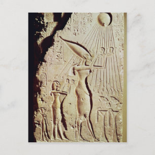 Beschreibung Amenophis IV, Nefertiti und Tochter Postkarte