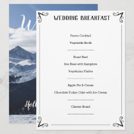 Beschreibung des besonderen Hochzeitmenüs. Menükarte